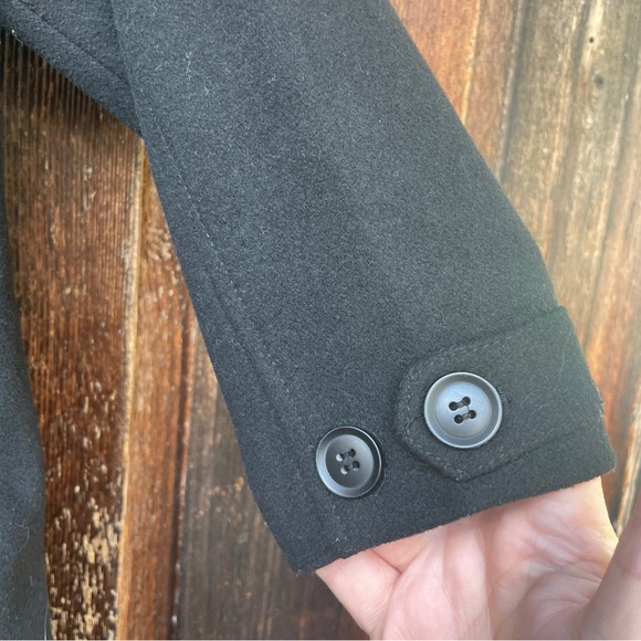 Double Breasted Black Wool Jacket Winterweight Full Lined Zipper & Snap … - Picture 11 of 13